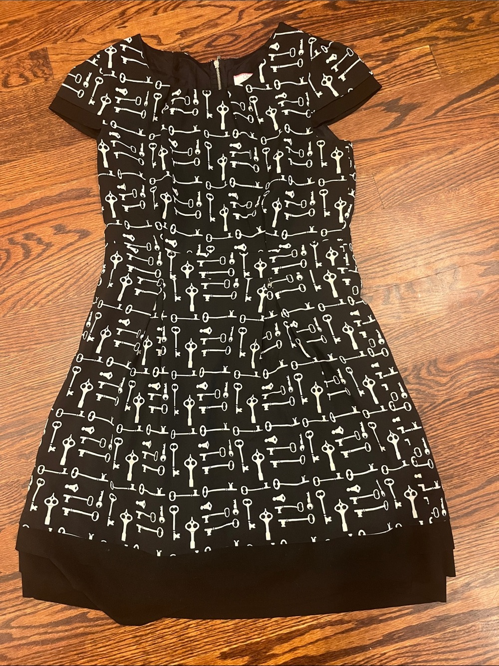 OLIVIA RUBIN Black Mini Dress with White Key Print